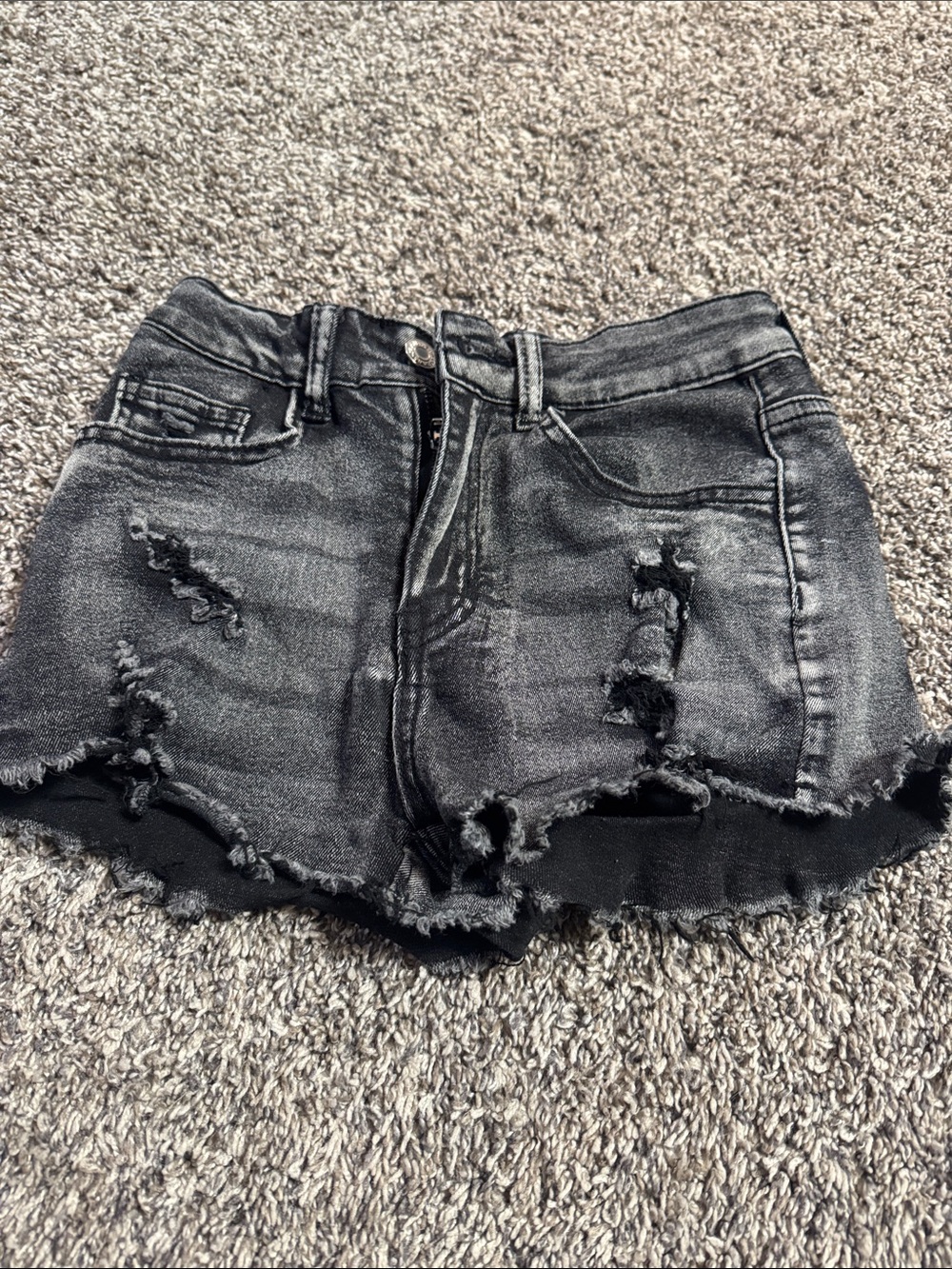 Distressed Black Denim Women's Shorts